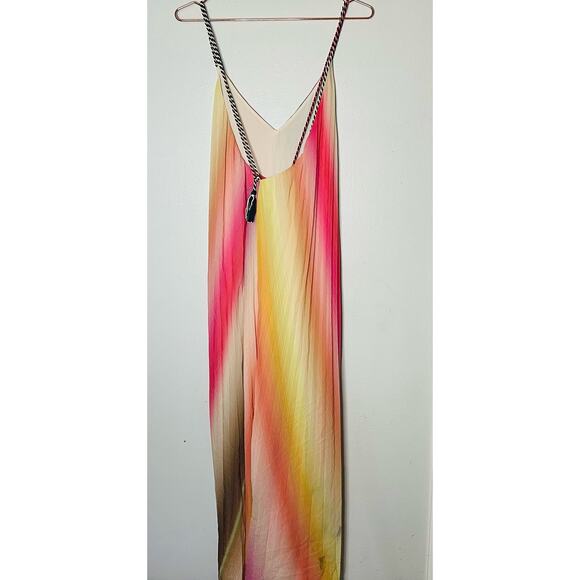 SCOTCH AND SODA Multicolored Twist Tassels Accordion Pleated Midi Dress Size 38 - Picture 4 of 13